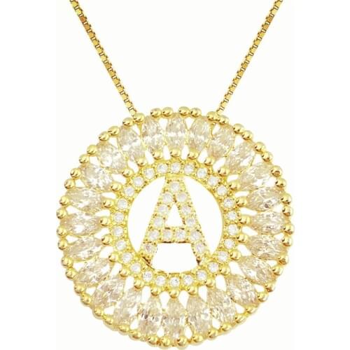 OMYFUN Factory Price Mandala De Letra Initial Alphabet Letter Kolye Gold Color Collier Women Collar Necklaces Pendants Necklace