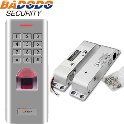 Outdoor IP66 Waterproof Biometric Fingerprint Password Code Keypad Electric Mortise DC 12V Fail Safe Electric Drop Bolt Lock