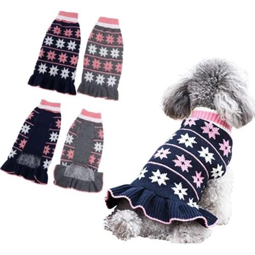 Pet Dog Sweater Princess Dress Teddy Warm Dress Winter Knitting Sweet Jumpsuits Dog Clothing Sweet Pets Chihuahua Pullover