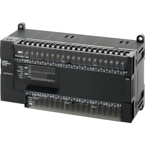 CP1E-E60SDR-A PLC, 100-240 VAC supply, 36 x 24 VDC inputs, 24 x relay outputs 2 A, 2K steps program + 2K words data memory
