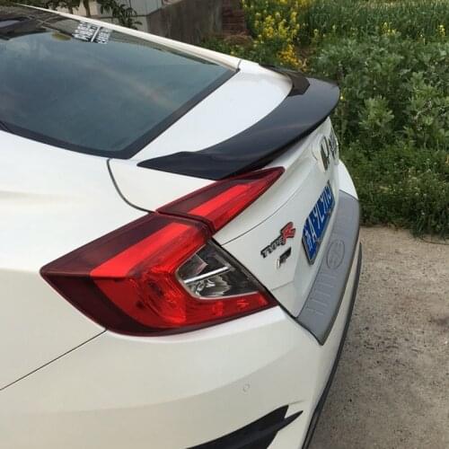 Use For Honda Civic Sedan 2016-2018 Spoiler ABS Plastic Forging Carbon Fiber Look Rear Trunk Wing Car Body Kit Accessories
