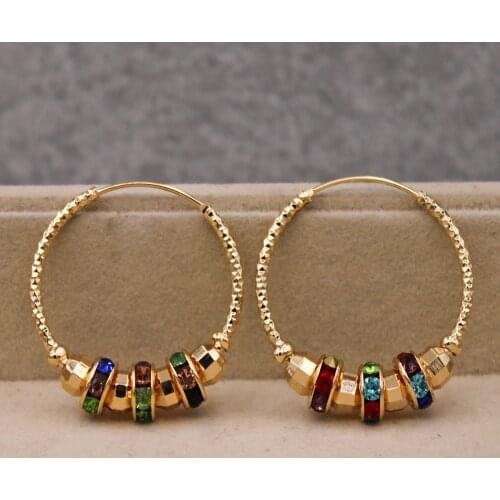 Fashion Trendy Statement Hoop Earrings for Women Gold Color Rainbow Earring Luxury Jewelry accessorie for Wedding Anniversary