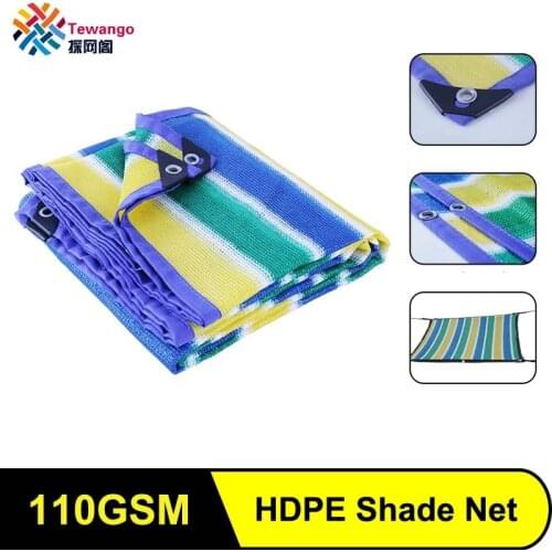 Tewango Colorful Stripe Shade Net 100GSM HDPE Outdoor Plant Shade Netting Mesh Screen Garden Patio Canopy Sun Tarp 85% UV Block