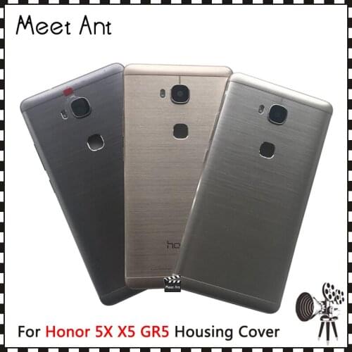 High quality For Huawei Honor 5X X5 GR5 Back Housing Battery Cover Door Rear Cover with Power Volume Button + Camera Lens