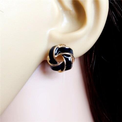New Cheap Brand Gold Enamel Cute Black Pink Discount Earrings Brincos cc Ali Express Jewelry