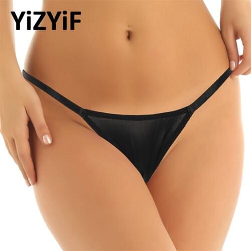 Women Micro Mini Bikini Bottoms Thong Bikini See Through Sheer Lingerie Super Low Waist G-string Thong Bikini Briefs Underwear