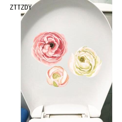 ZTTZDY 22.6*17.8CM Watercolor Fresh Flowers Room Decoration Wall Decal Toilet Sticker T2-0687