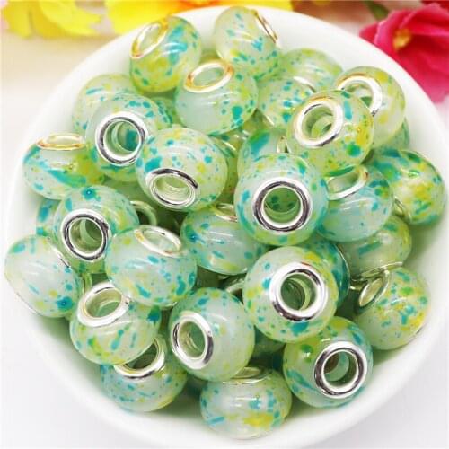 10Pcs Handmade Assorted Jelly Cute Color Flower European Large Hole Spacer Craft Beads with Copper Brass Cores for DIY Bracelet