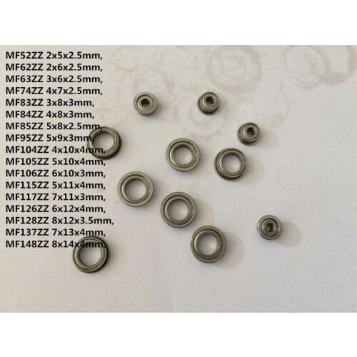 10pcs MF52ZZ MF62ZZ MF63ZZ MF74ZZ MF83ZZ MF84ZZ To MF148ZZ Miniature Flange Bearing Thin Wall Metal Shielded Flanged Bearings