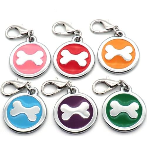 100pcs Bone alloy Dog Tag Engraved Custom Pet Dog Collar Accessories Personalized Cat Puppy ID Tag Bone Paw Name Tags Anti-lost