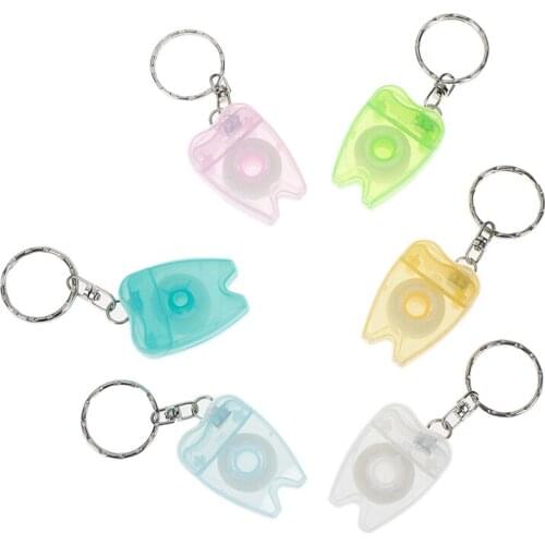 2Pcs 15 Meters Dental Floss Keychain Mini Health Hygiene Key Ring Portable Random Color New