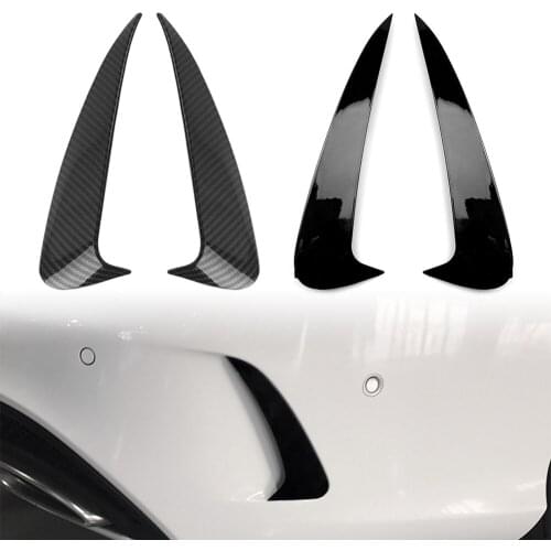 2pcs Car Rear Bumper Splitter Spoiler Canard Air Vent Trim For Mercedes Benz C Class S205 C180 C200 5-Door Carbon/Gloss Black