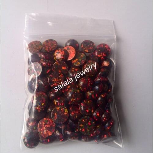 200pcs/lot Free Shipping OP20 Multi Cherry Red Fire Opal Stone, 8mm AAA Synthetic Multi Cherry Round Cabochon Opal Stone