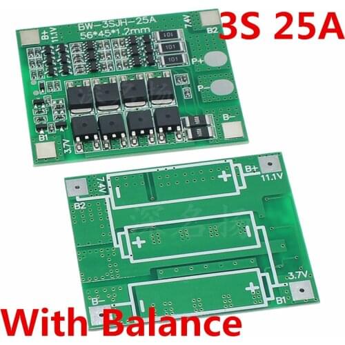 3S 25A 12V Lithium Battery Protection Board electric tools sprayer balanced circuit For Ternary/Cobalt acid/Lithium manganes