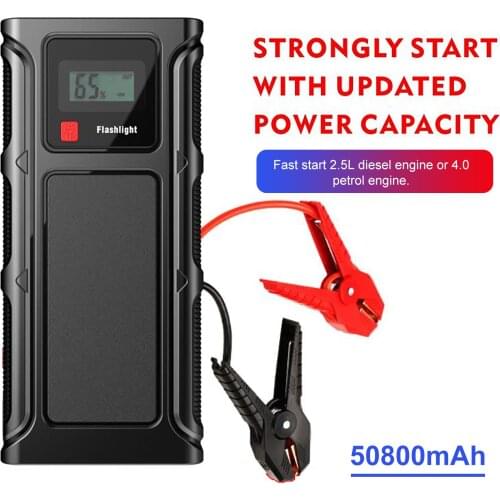50800mAh Car Jump Emergency Starter with Adapter for Fast Charging 12V Auto Portable Power Bank UK EU US AU Plug