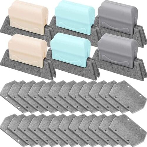 6 Pieces Creative Window Groove Cleaning Brush Detachable Crevice Cleaner Tools Hand-Held with 24 Replacement Cloths