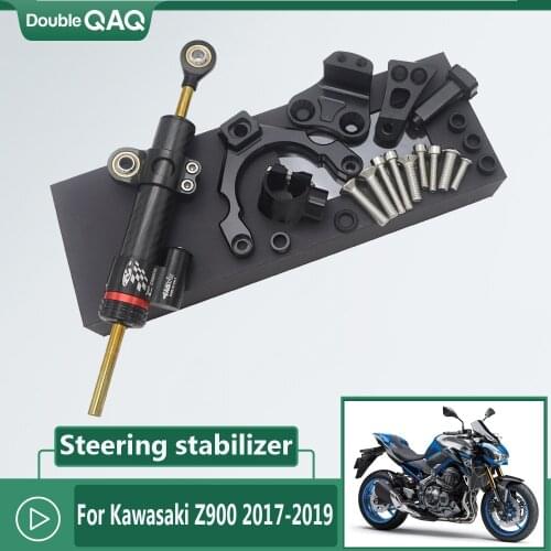 Motorcycle Accessories CNC Aluminum Alloy Adjustable Steering Damper Stabilizer Bracket Mounting Kit For Kawasaki Z900 2017-2019