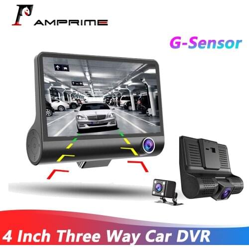 AMPrime DVR 4'' Three Way Car Dvr Camera Three Lens Video Recorder auto 170 Wide Angle Dash Cam G-Sensor Night vision Camcorder