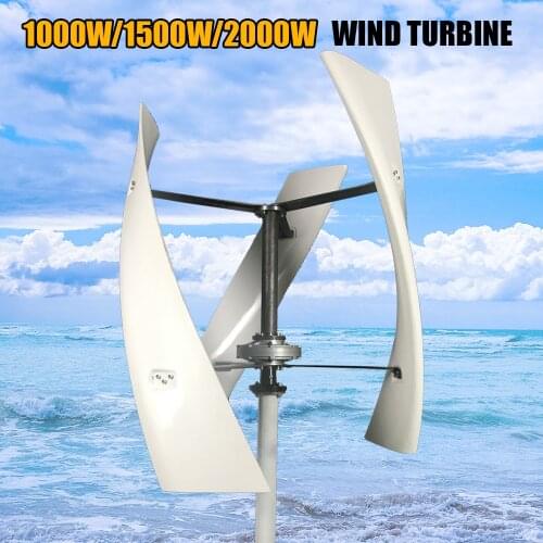 Free Energy 1000W 1500W 2000W Vertical Axis Wind Turbine Generator 3 Blades 24-220V Low Speed Windmill With Controller Inverte