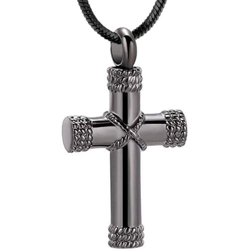 Rope Winding Cross Cremation Ashes Urn Pendant Necklace Memorial Keepsake Jewelry Lord’s Prayer Cross Ashes Necklaces