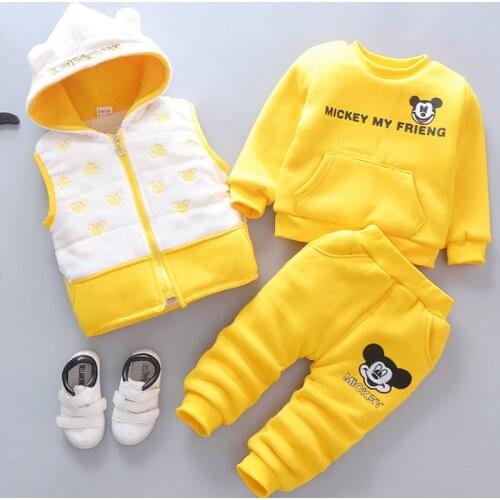 Childrens Boys and Girls 2020 Winter New Set 1-2-3 Years Old 4-year-old Baby Baby Gold Velvet Plus Velvet Plus Thick Set 3PCS