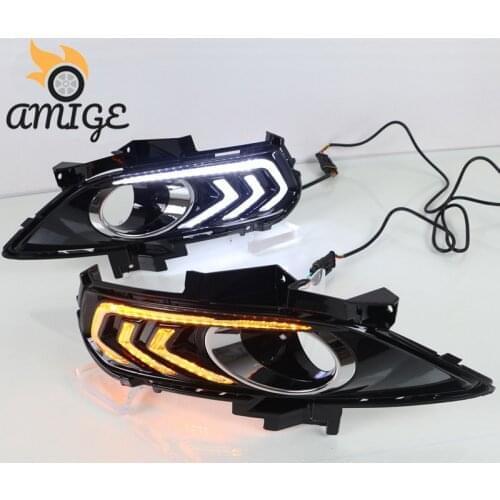 LED DRL Daylights For Ford Mondeo Fusion 2013 2014 2015 2016 Yellow Turn Signal Function Daytime Running Headlights