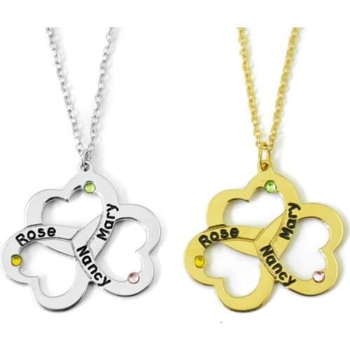 Customized Name Necklace,Heart Pendant Necklace for Mommy,Name & Birthstones Necklace,Mothers Day Gift,Gift for Her