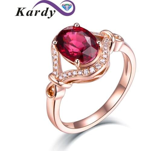 Fine Jewelry For Women Solid 14K Rose Gold Wedding Engagement Natural Oval Cut Tourmaline Real Diamond Ring Set