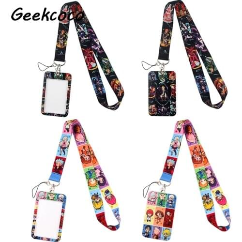 J2308 Anime Id Card Holders Case Mobile Phone Straps Key Badge Camera USB Holders Neck Rope Lanyard with Keyring
