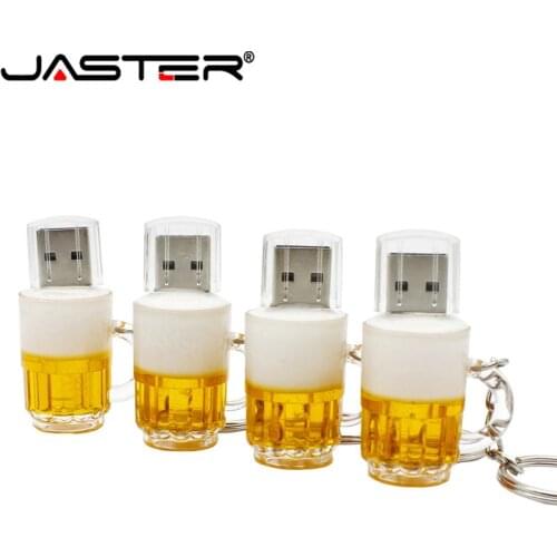 JASTER Fashion Creative Beer Mug USB 2.0 Flash Drive Pendrive 8GB 16GB 32GB 64GB 128GB Memory StickProduct Type Gift Keychain