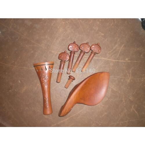 1 Set Quality Carved Violin Jujube Fitting 4/4 including the pegs, end pin, tail piece & chin rest