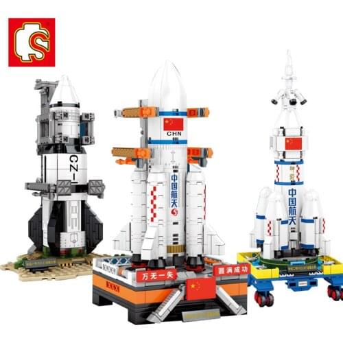 SEMBO Long March Carrier Rocket Building Blocks Technic Aerospace Cute Mini Rocket Model Bricks AeroSpace Enlightenment Toys
