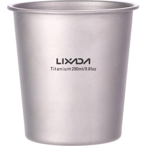 Lixada 290ml Lightweight Titanium Beer Cup Juice Tea Cup Camping Mug for Outdoor Camping Hiking Backpacking Picnic