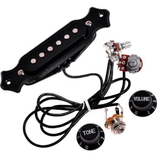 6 Strings Magnetic Acoustic Folk Guitar Single Coil Pickup Electric Cigar Box Guitar Soundhole Pickup Harness with Volume & Tone