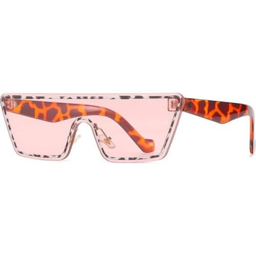 Fashion Rimless One Piece Cat Eye Sunglasses Women Vintage Colorful Gradient Eyewear Trending Men Leopard Sun Glasses