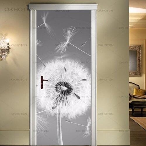 Door Stickers PVC Poster Self Adhesive Dandelion Home Decor 3D Canvas Print Waterproof Wallpaper For Living Room Art Pictures