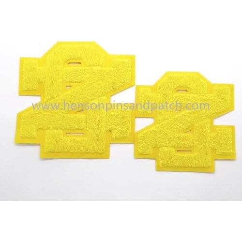 Custom small MOQ for yellow letters chenille patches for jacket