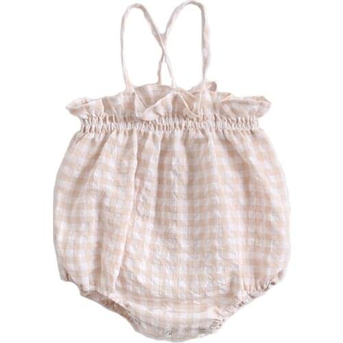 2020 New Summer Baby Cute Grid jumpsuit baby Casual Cotton Romper one-piece Childrens Sleeveless jumpsuit Baby Clothing