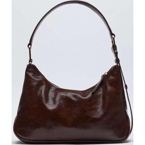 NEW Vintage Soft Leather Handbags For Women 2021 Retro Ladies Baguette Armpit Bag Casual Female Tote Purse Shoulder Bags