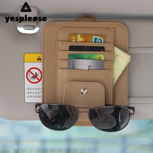 New PU Leature Multi Function Automobile Car Sun Visor Organizer Pouch Storage Bag Case Car Interior Accessories Card Holder