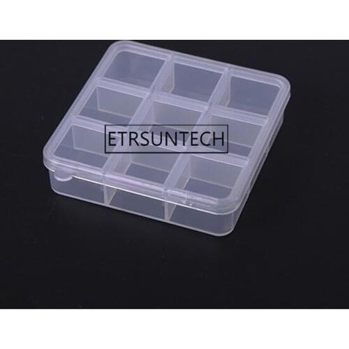 200pcs 9 Grid Transparent Box Plastic Cosmetic Nail Art Pill Box Case Portable Storage Container Parts Organizer