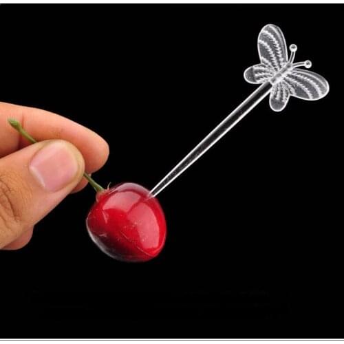 Clear Plastic Butterfly Fruit Cocktail Sticks Creative Cake Vegetable Picks Sandwich Appetizer Picks Party Favor 200pcs/LOT