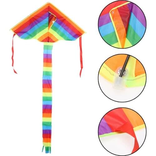 Rainbow Kite Toy Kids Outdoor Fun Sports Game Triangle Flying Kite Without Flying Tools Easy to Fly Children Kites Toys Gift