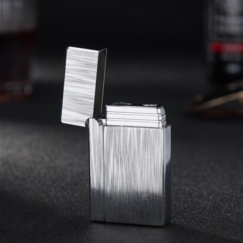 Straight Into The Blue Fmale Lighter Personality Opening Side Sliding Windproof Inflatable Lighter Zinc Alloy Brushed Suiface
