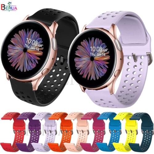 Wristband 20mm Silicone WatchBand For Samsung Galaxy watch active 2 40mm 44mm Strap bracelet wristStrap For Xiaomi Haylou LS02