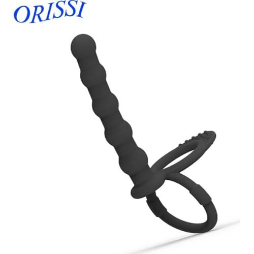 ORISSI Silicone Dildo Double Prober Man Strap On Anal Dildo Anal Sex Toy For Men Prostate Massager Anal Beads Butt Plug Sex Toy