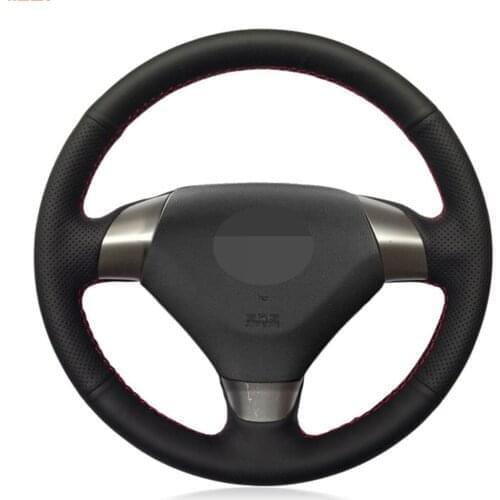 Car Steering Wheel Cover Hand-stitched Black Genuine Leather For Honda Accord 7 Coupe 2003-2007 (3-Spoke)