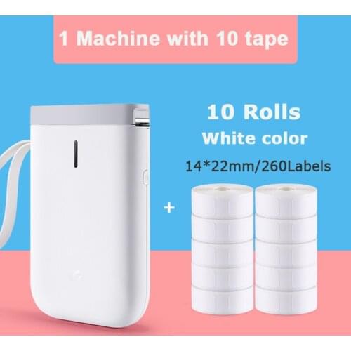 White Niimbot Labeler add 10Rolls White 14x22mm D11 Price Sticker Portable Thermal Label Printer Home and Office use USB Cable