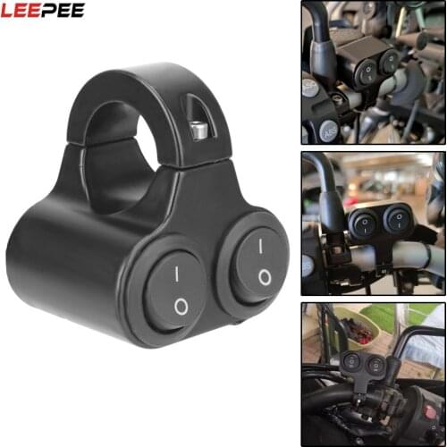 7/8in 22mm 12V Headlight Switch Motorcycle Handlebar Dual Button Control Waterproof Flasher Speaker Switch