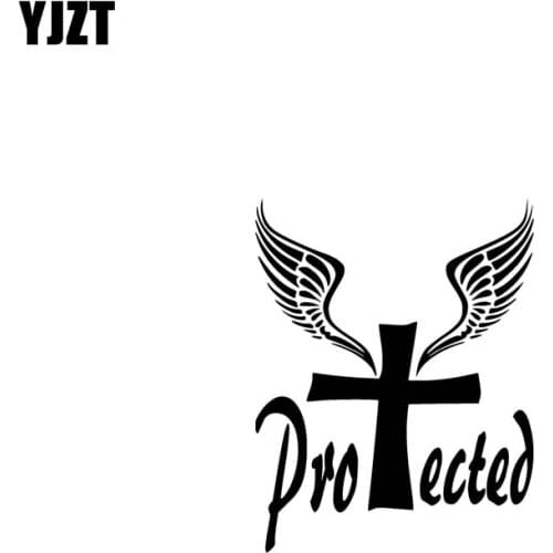 YJZT 14.2CM*17.8CM Protected Jesus Vinyl Car Motorbike Creative Sticker Decals Black/Silver C13-000328